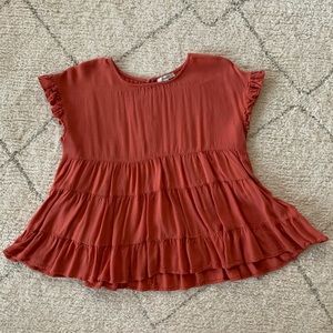 Coral Ruffle Babydoll Blouse JODIFL Women’s Size S